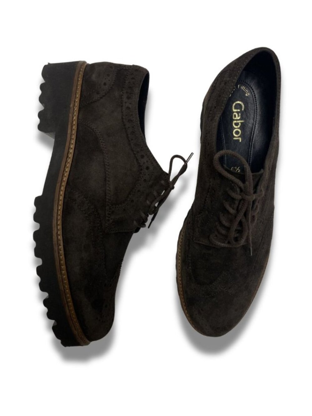 Gabor 05.244 Brown Suede Oxford Shoes Lug Sole Comfort Lace-Up Size 6.5
